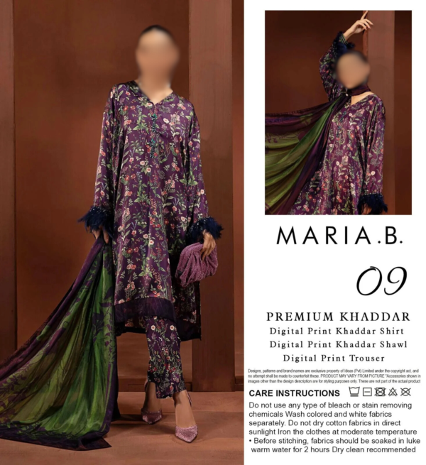Maria B All Over Khaddar Unstitched 3Pc Suit - Image 3