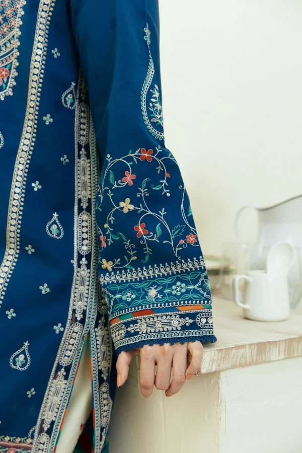 3 Piece Unstitched Heavy Embroidered Dhanak Suit with Printed Woolen Shawl - Image 4