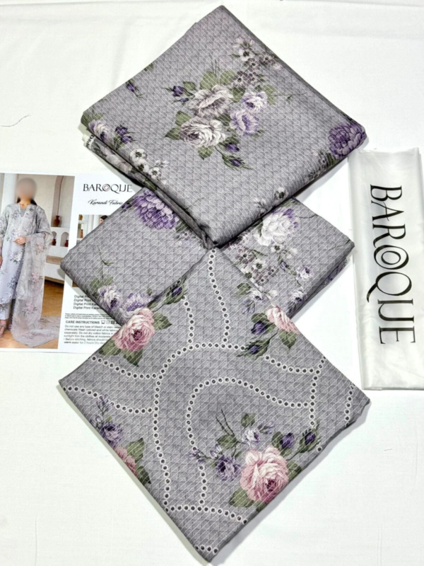 BAROQUE New Arrivals 2024 - 3-Piece Digital Print KARANDI Suit (Unstitched) - Image 4