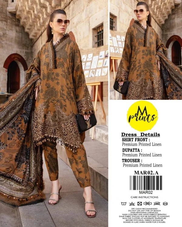MARIA.B Digital Printed All Over Linen Suit - Image 2