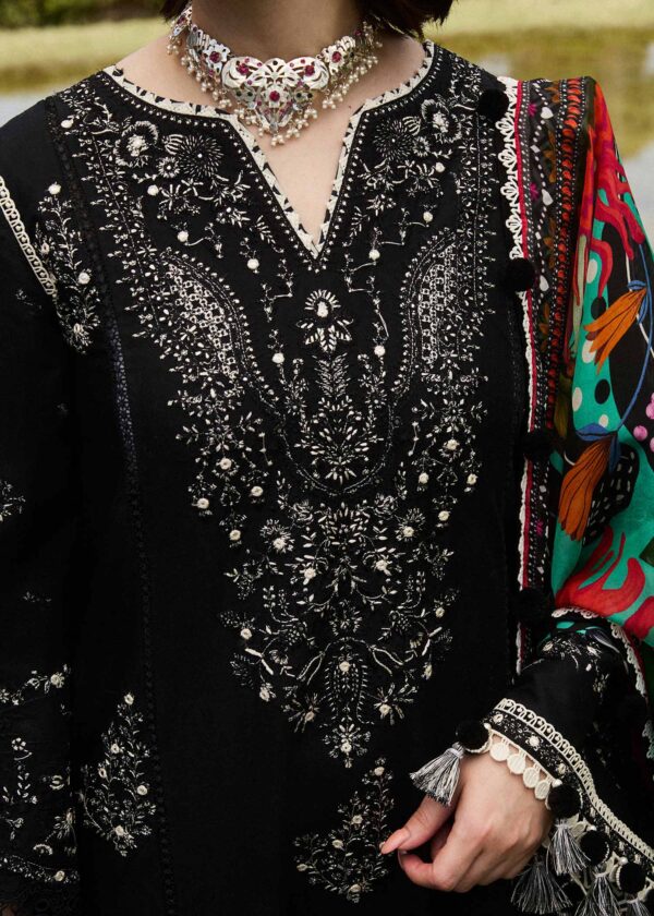 3 Piece Unstitched Heavy Embroidered Dhanak Suit with Printed Woolen Shawl - Image 3