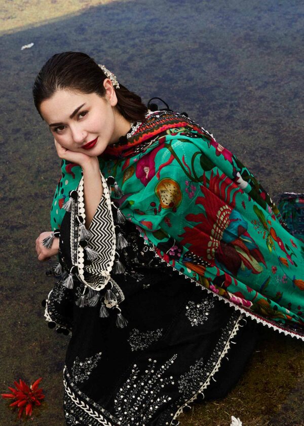 3 Piece Unstitched Heavy Embroidered Dhanak Suit with Printed Woolen Shawl - Image 4
