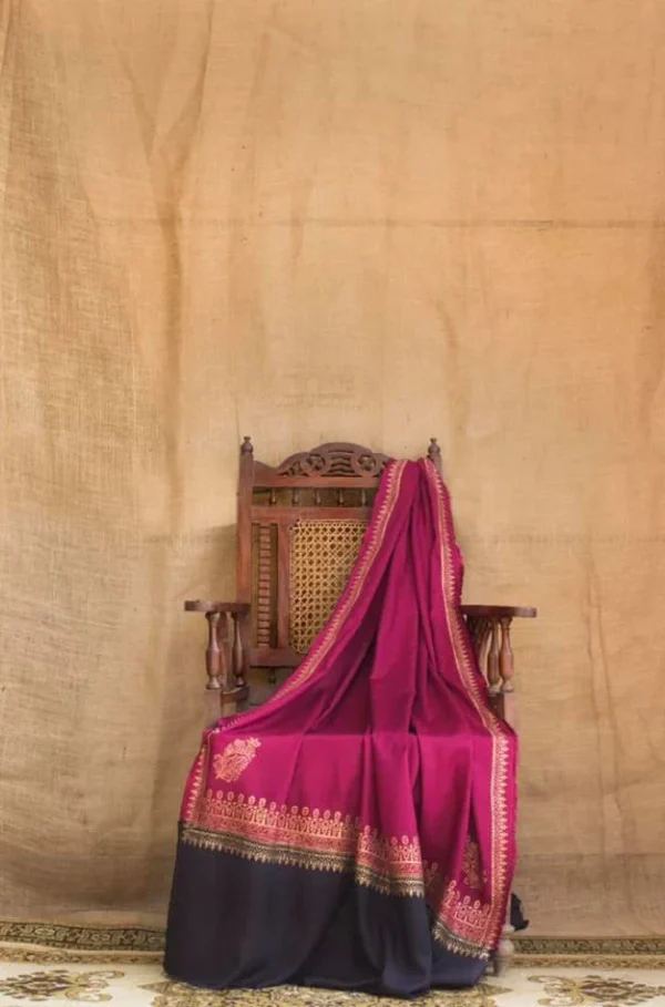 Dhanak Full Embroidered Unstitched 3PC Suit with Digital Printed Pashmina Wool Shawl - Image 4