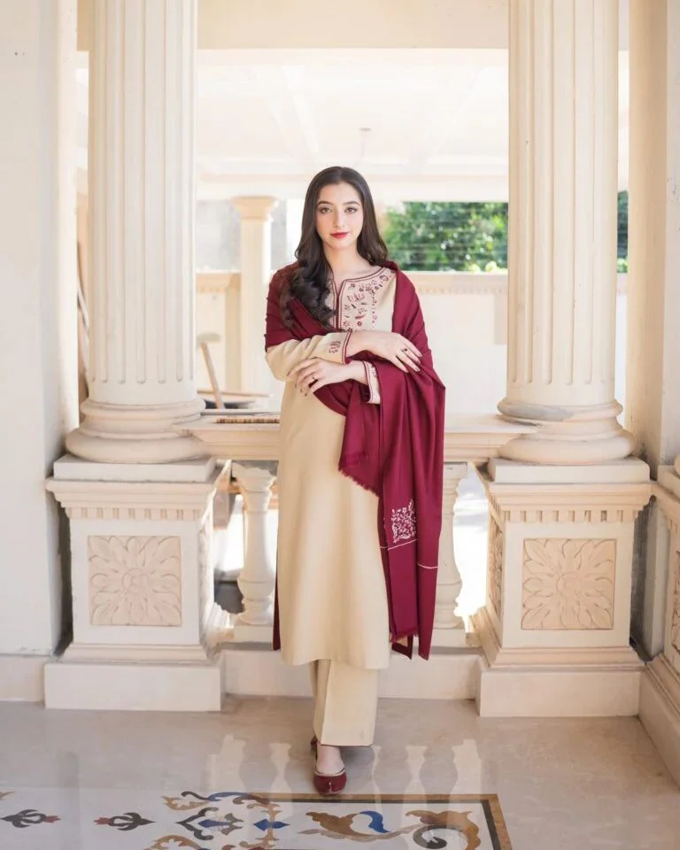 Dhanak Full Embroidered Unstitched 3PC Suit with Pashmina Wool Shawl