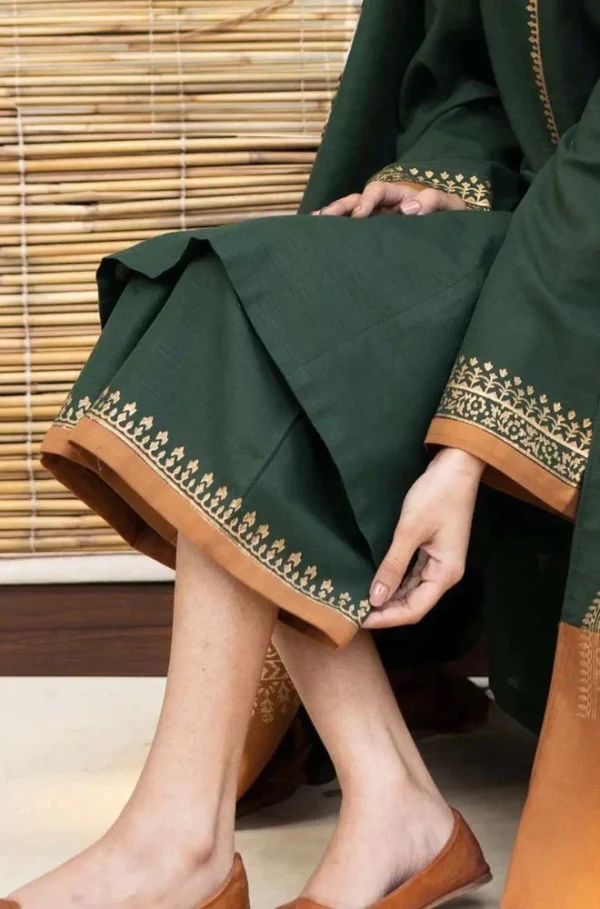 Dhanak Full Embroidered Unstitched 3PC Suit with Pashmina Wool Shawl - Image 5