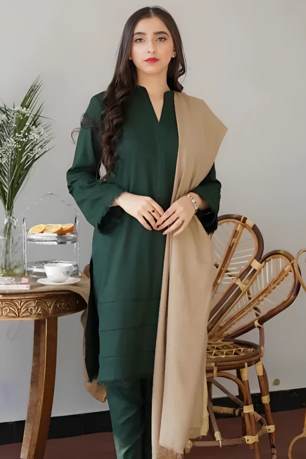 Dhanak Full Embroidered Unstitched 3PC Suit with Digital Printed Pashmina Wool Shawl