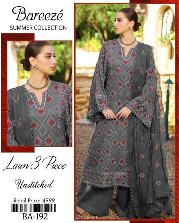 Bereeze 3PC Embroidered Lawn Suit – Premium Summer Collection - 50+ new designs available! ✨ - Image 44