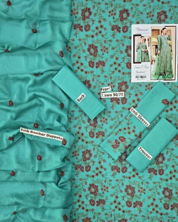 Bereeze 3PC Embroidered Lawn Suit – Premium Summer Collection - 50+ new designs available! ✨ - Image 29