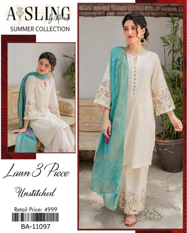 3-Piece AirJet Lawn Embroidered Suit with Digital Printed Diamond Dupatta - Image 16