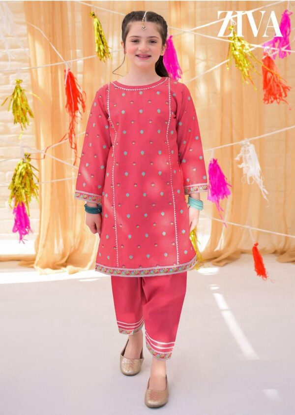 Kids 3PC Embroidered Lawn Suit – Elegant Festive Wear (Ages 5-12 Years) - Image 2