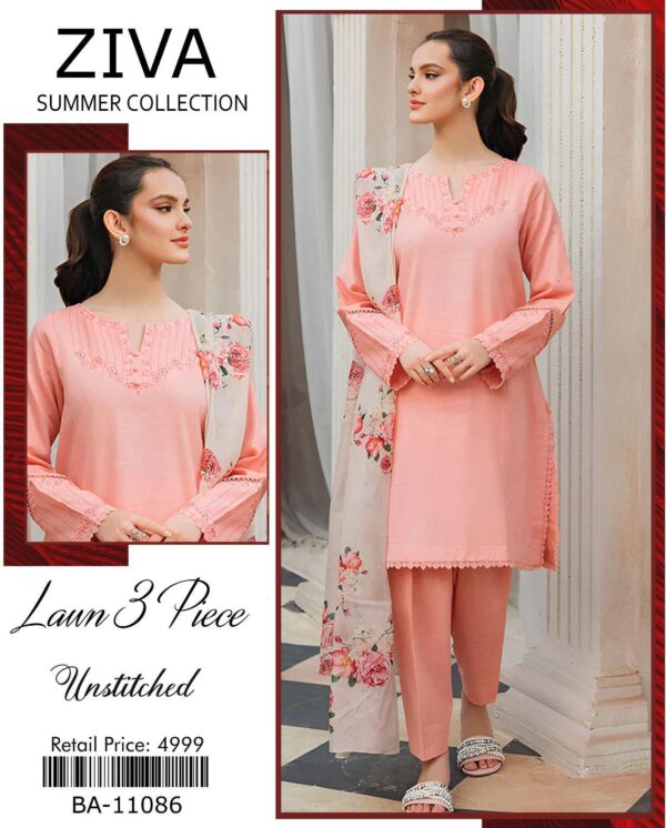 3-Piece AirJet Lawn Embroidered Suit with Digital Printed Diamond Dupatta - Image 14