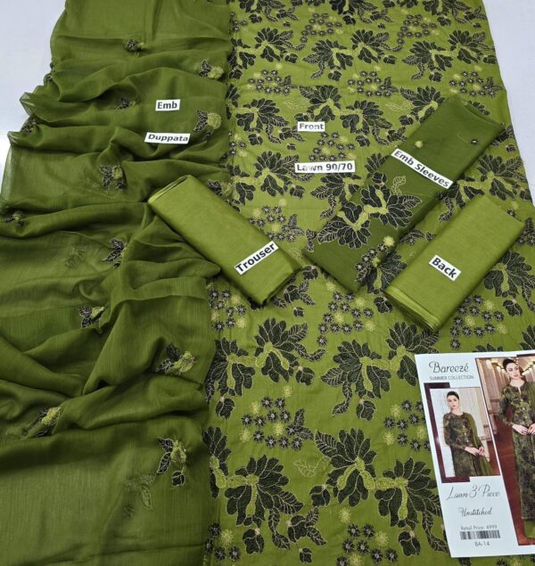 Bereeze 3PC Embroidered Lawn Suit – Premium Summer Collection - 50+ new designs available! ✨ - Image 3