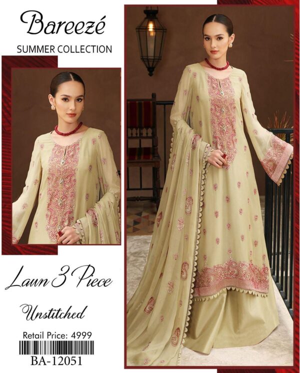 Bereeze 3PC Embroidered Lawn Suit – Premium Summer Collection - 50+ new designs available! ✨ - Image 38