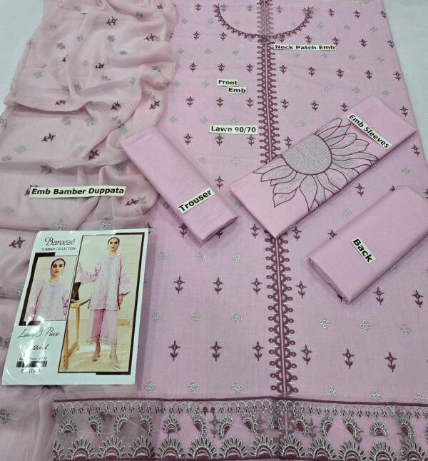 Bereeze 3PC Embroidered Lawn Suit – Premium Summer Collection - 50+ new designs available! ✨ - Image 5
