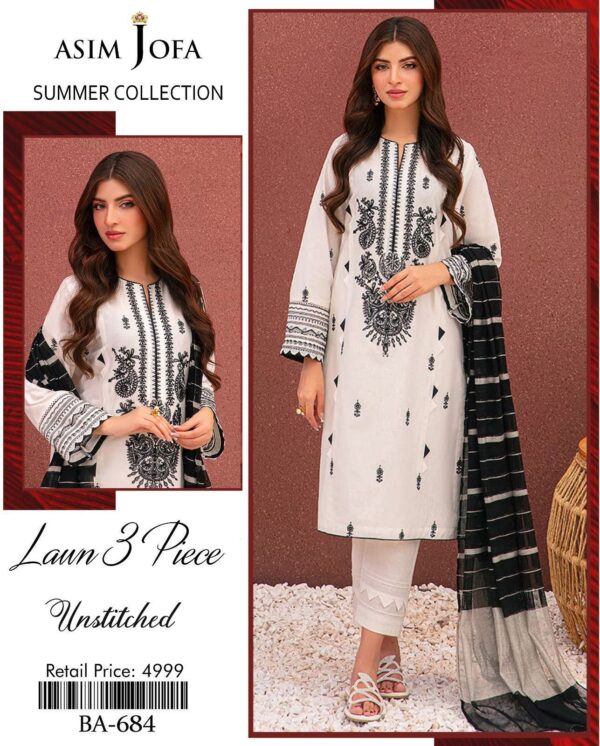Asim Fofa 3PC Embroidered Lawn Suit – - Image 9