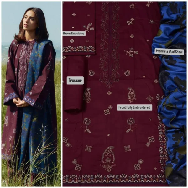 Dhanak Full Heavy Embroidery 3PC Suit - Zara Shahjahan - Image 6