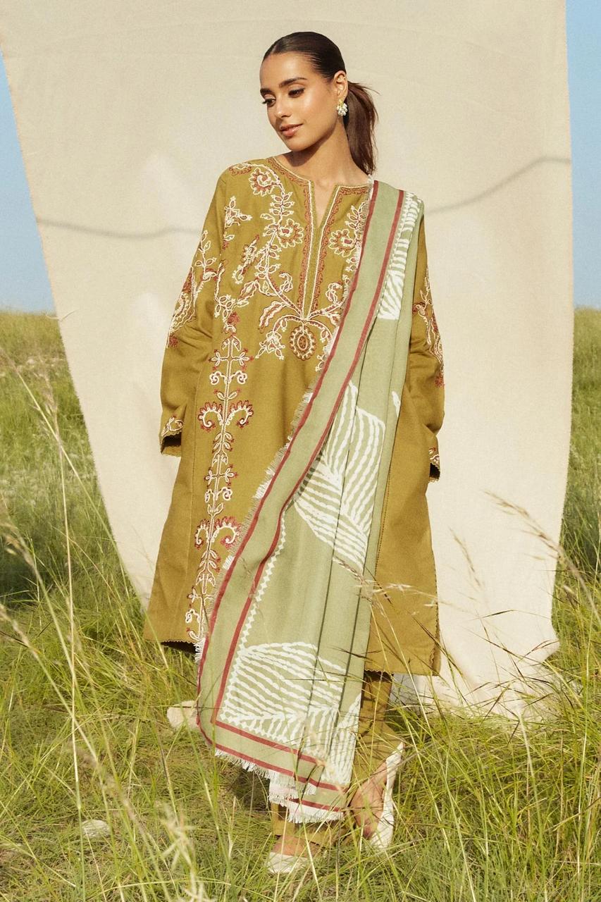 Dhanak Full Heavy Embroidery 3PC Suit - Zara Shahjahan