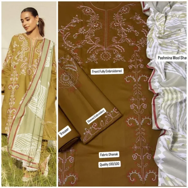 Dhanak Full Heavy Embroidery 3PC Suit - Zara Shahjahan - Image 5