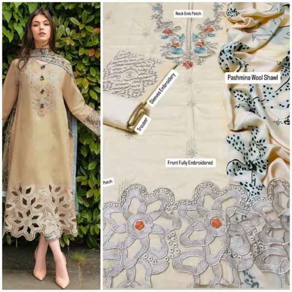 Dhanak Full Heavy Embroidery 3PC Suit - Zara Shahjahan - Image 3