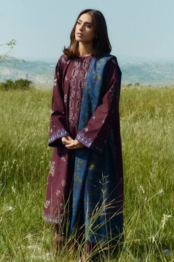 Dhanak Full Heavy Embroidery 3PC Suit - Zara Shahjahan