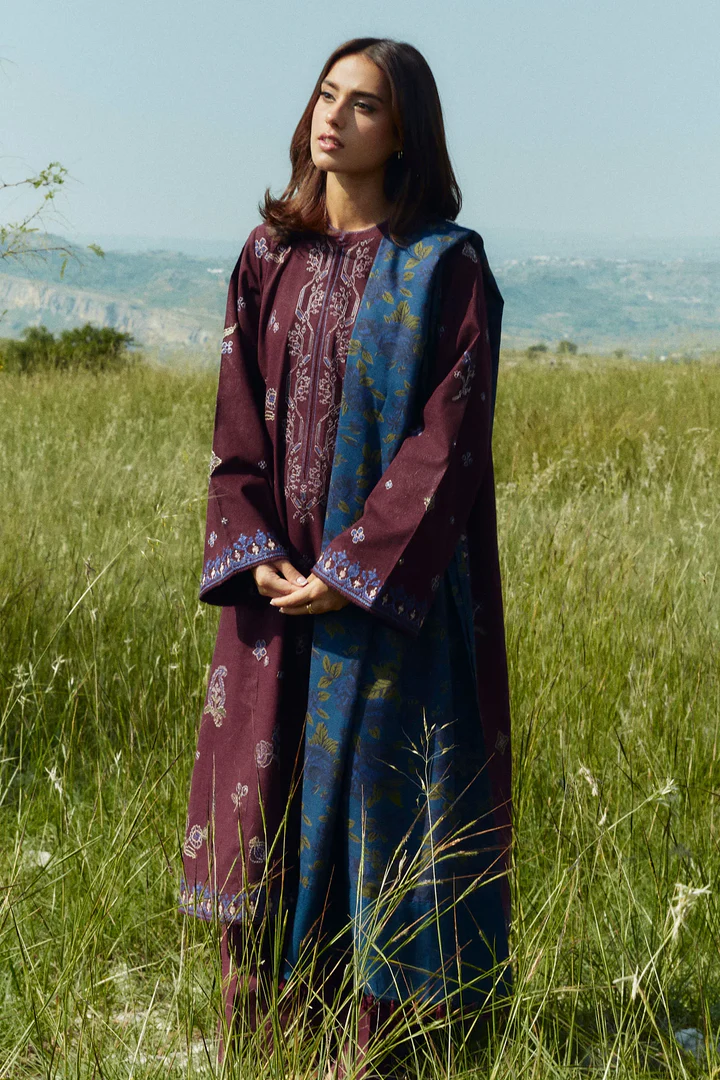 Dhanak Full Heavy Embroidery 3PC Suit - Zara Shahjahan
