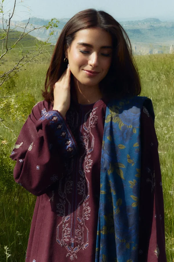 Dhanak Full Heavy Embroidery 3PC Suit - Zara Shahjahan - Image 3