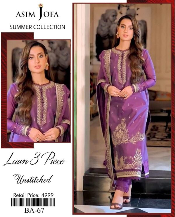 Asim Fofa 3PC Embroidered Lawn Suit – - Image 7