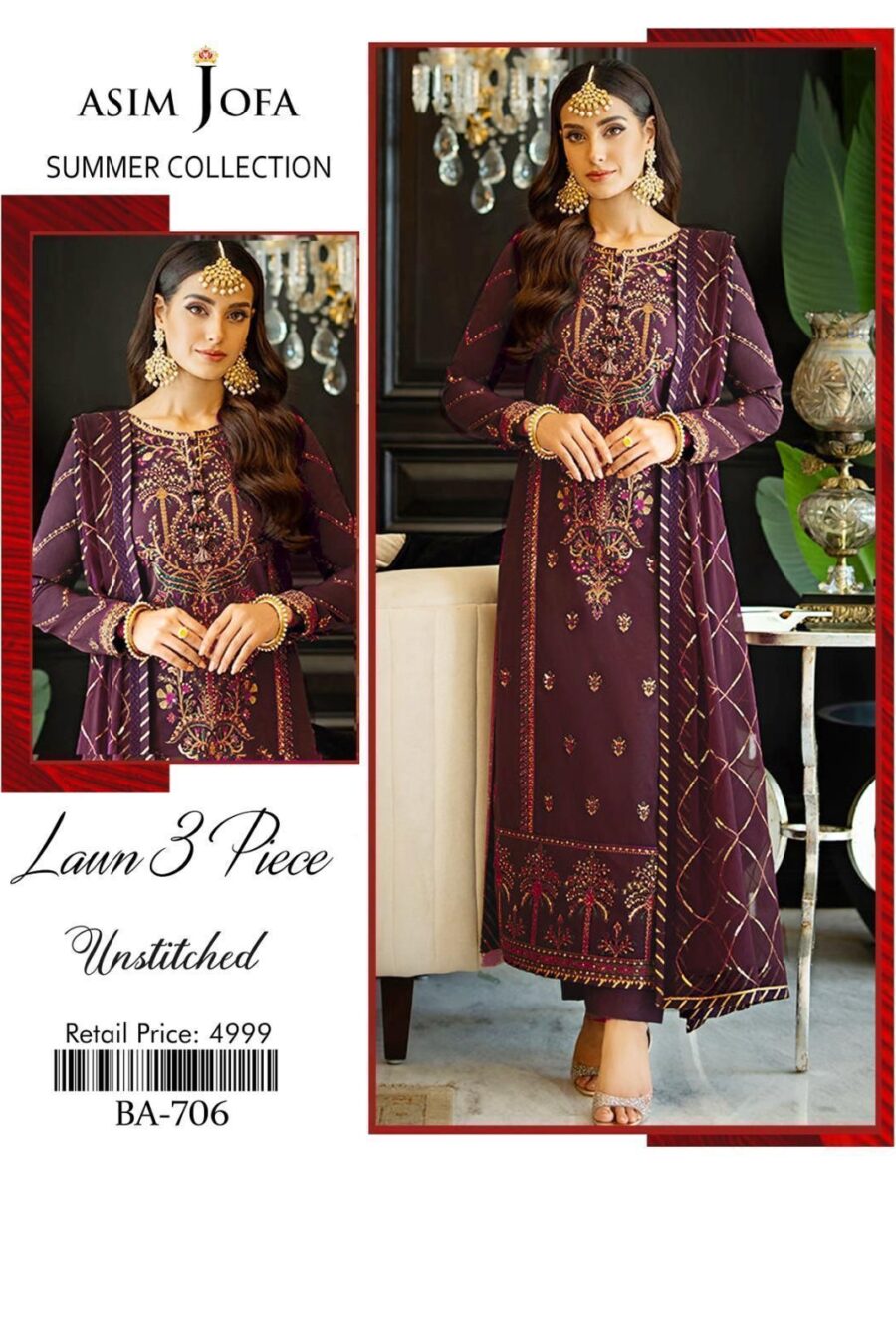 Asim Fofa 3PC Embroidered Lawn Suit –