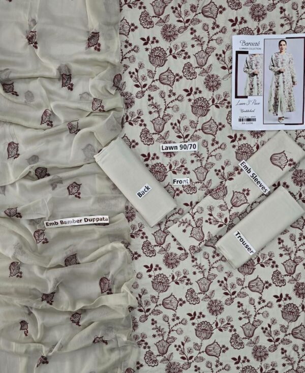 Bereeze 3PC Embroidered Lawn Suit – Premium Summer Collection - 50+ new designs available! ✨ - Image 31