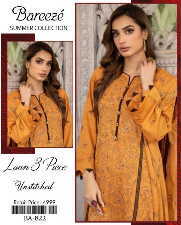 Bereeze 3PC Embroidered Lawn Suit – Premium Summer Collection - 50+ new designs available! ✨ - Image 16