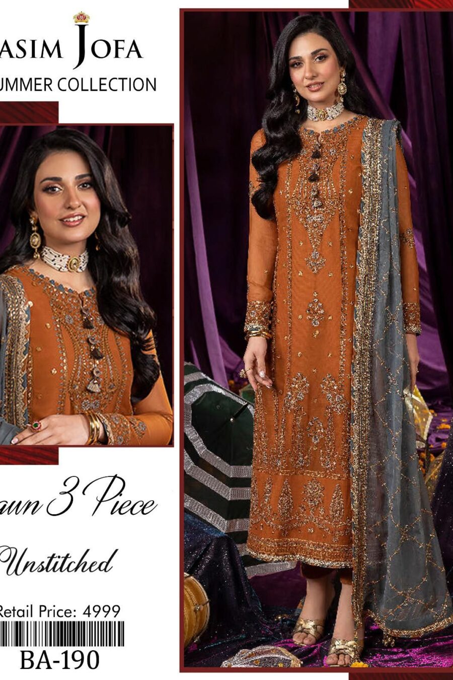 Asim Fofa 3PC Embroidered Lawn Suit –
