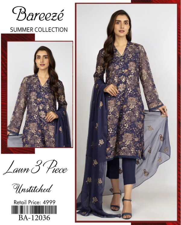 Bereeze 3PC Embroidered Lawn Suit – Premium Summer Collection - 50+ new designs available! ✨ - Image 14