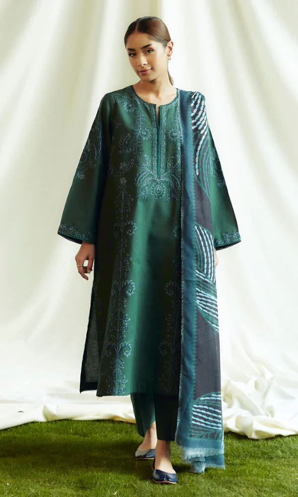 Dhanak Full Heavy Embroidery 3PC Suit - Zara Shahjahan