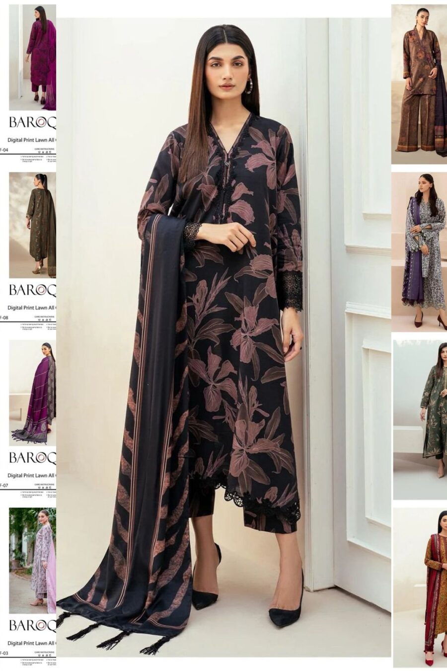 *BAROQUE AIRJET LAWN DIGITAL PRINT ALLOVER VOLUME 3Pc 10 Beautiful design*