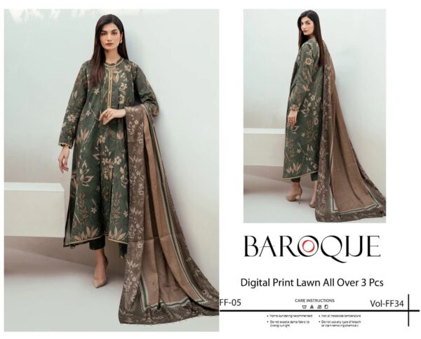 *BAROQUE AIRJET LAWN DIGITAL PRINT ALLOVER VOLUME 3Pc 10 Beautiful design* - Image 6