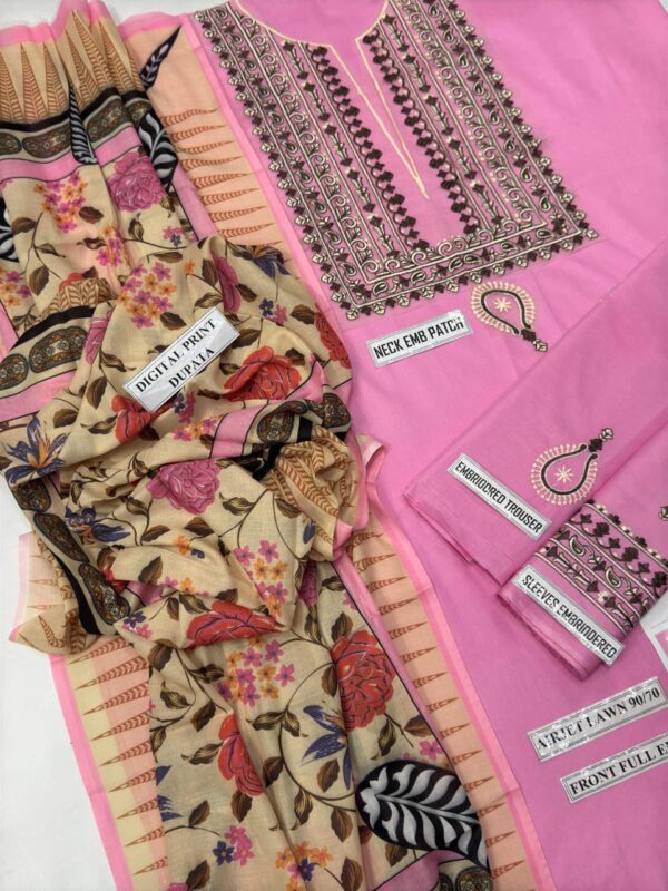 ASLING LAWN  WITH  DIGITAL Diamond DUPATTA - Image 3