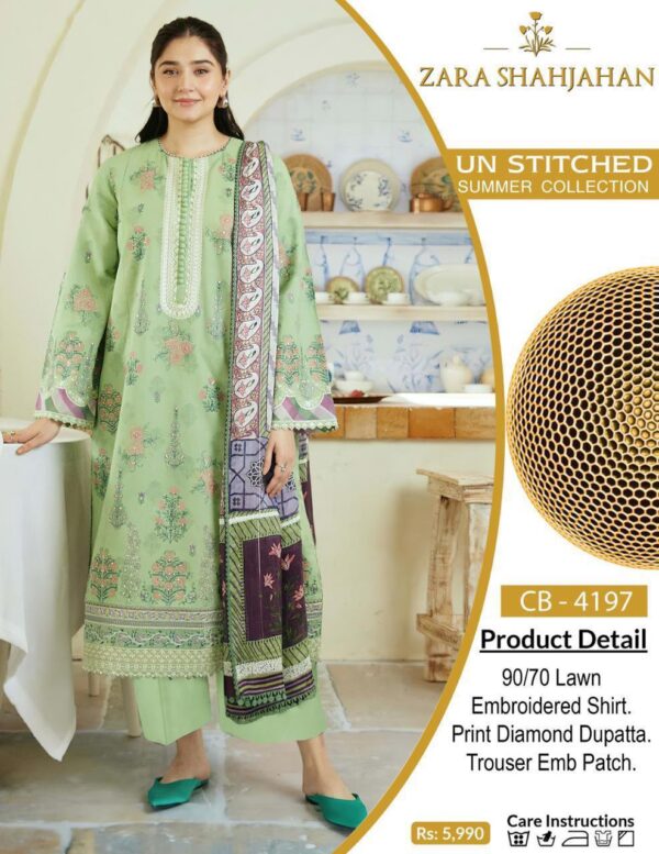Zara Shahjhan 4197_Luxury Eid Embroidered Collection Best Quality Airjet Lawn (90/70)