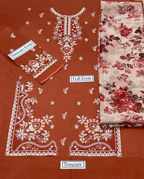 Zara shahjahan*⚡
☑️ *Front Embroidered*🌟
☑️ *Sleeves Embroidered* - Image 3