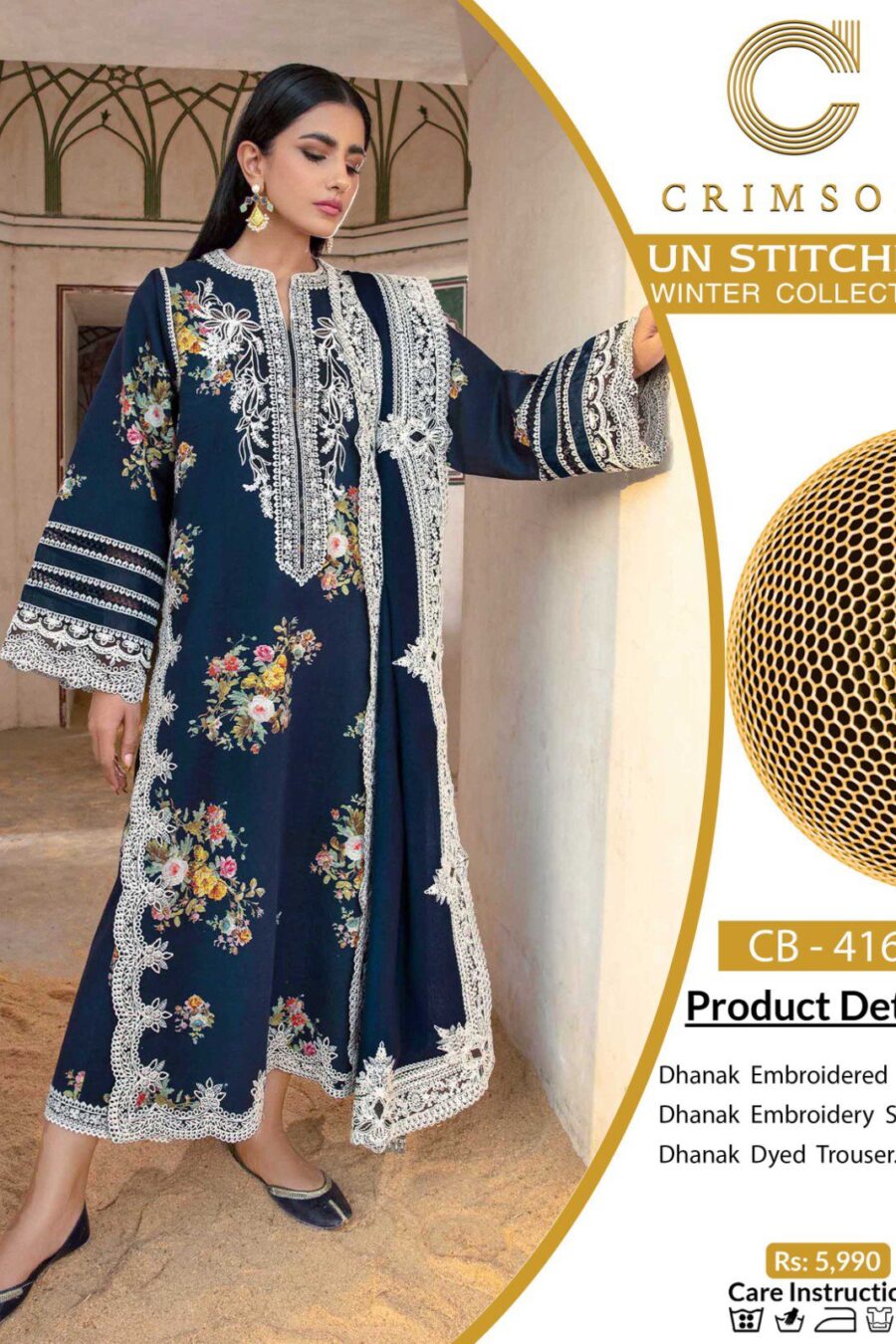 CRIMSON 4163_Luxury Embroidered 3-Piece*
*STUFF: Best Export Quality Airjet Lawn (90/70)*