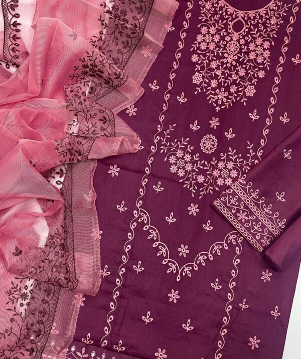 Cross Stitch 4155_Luxury Embroidered 3-Piece*
*STUFF: Best Export Quality Airjet Lawn (90/70)* - Image 3
